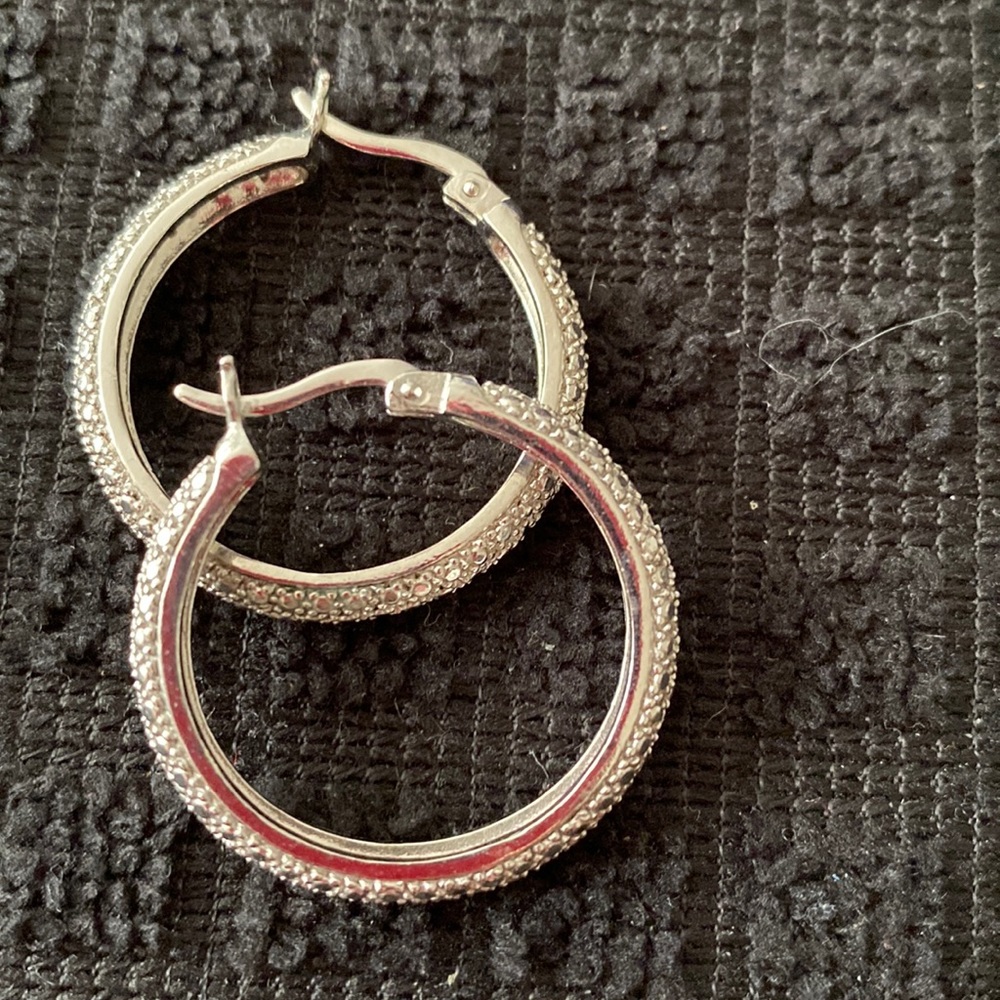 Silver over bronze hoops 1 1/2 inch